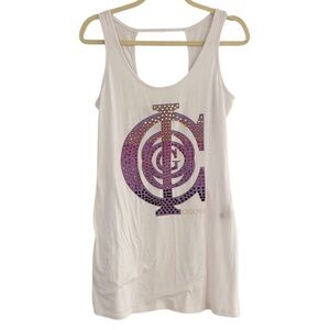 Coogi Australia White Purple Bejeweled Tank Top Size Medium